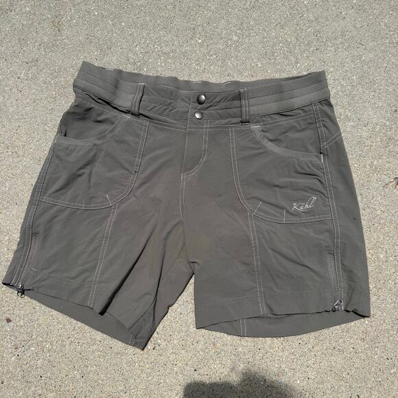 KUHL Free Range Shorts Charcoal gray Nylon/Spandex Side Leg Zipper Vent 10 - Picture 1 of 11